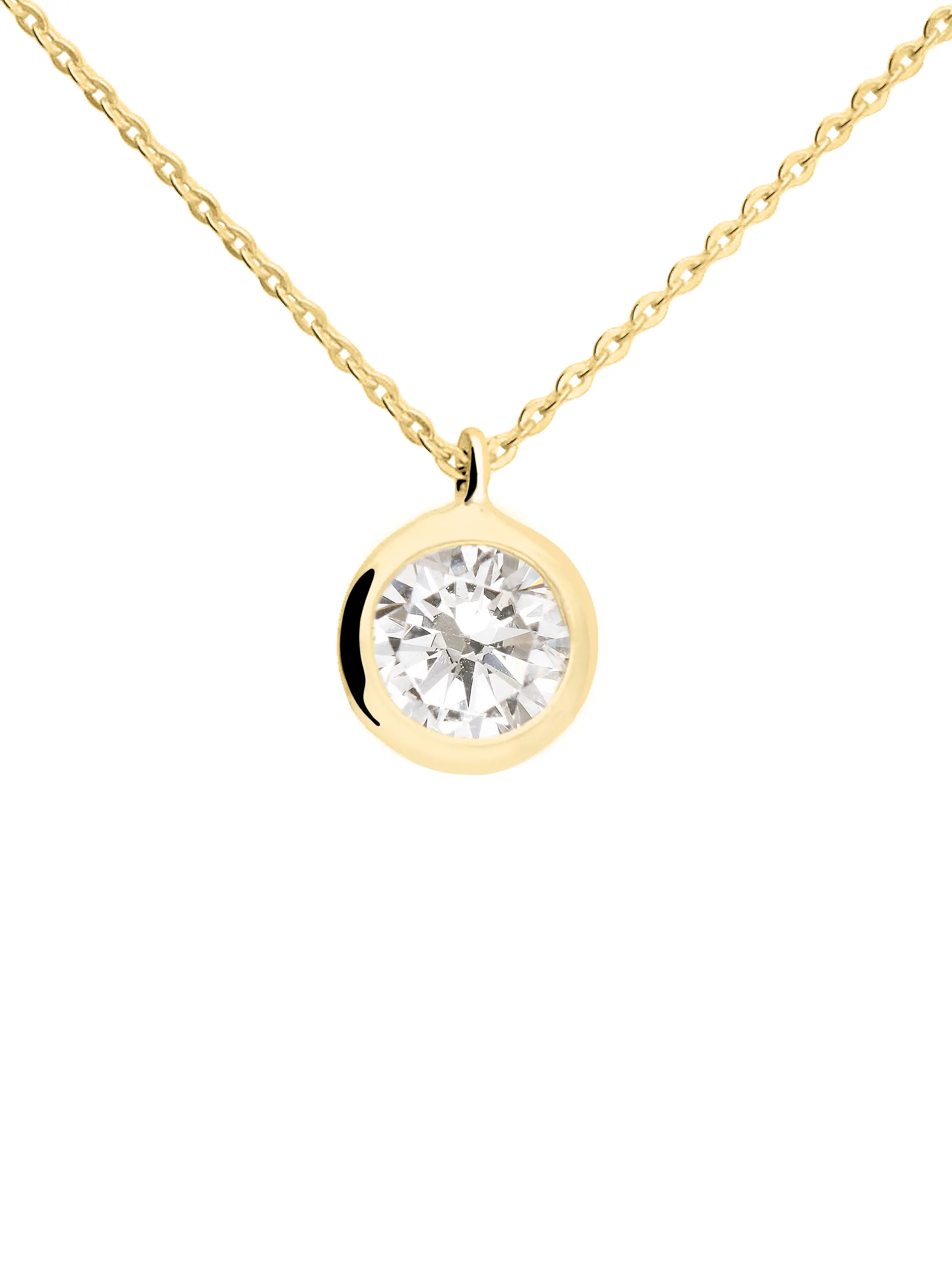 Halskette mit Anhänger für Damen aus echtem Gelbgold mit Zirkonia | Produktansicht