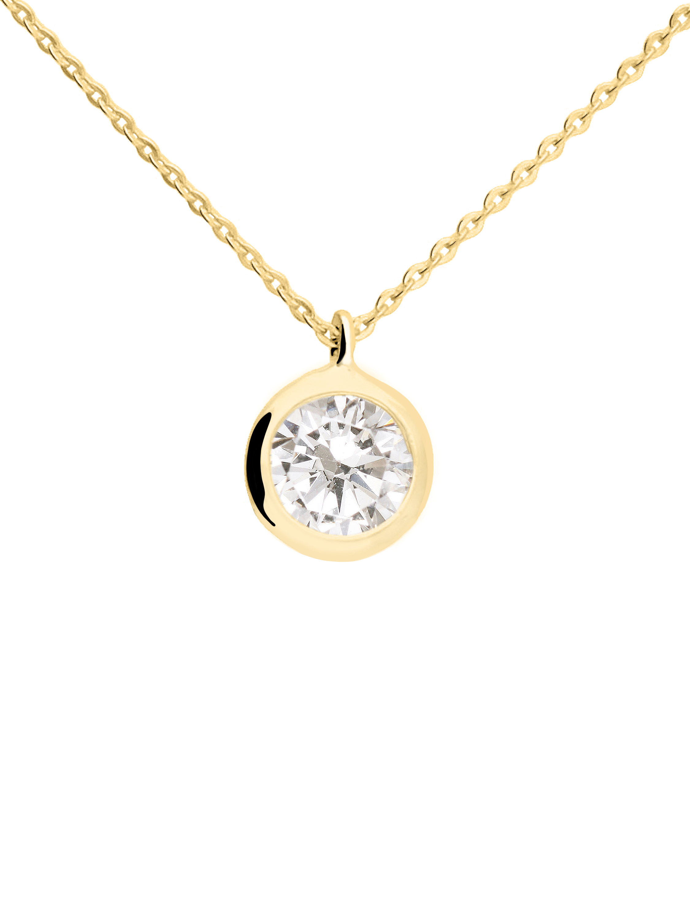 Halskette mit Anhänger für Damen aus echtem Gelbgold mit Zirkonia | Produktansicht
