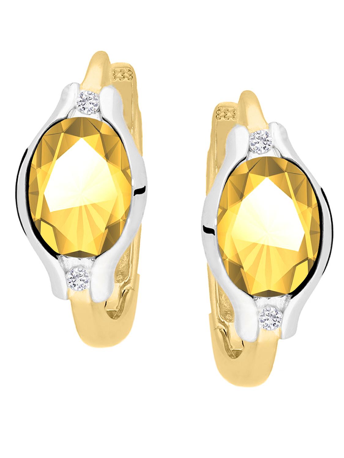 Athene - Damen Ohrringe Gold 375 Citrin Zirkonia Edelsteinohrringe