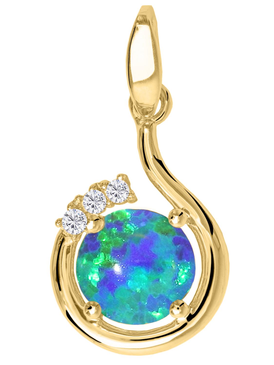 Sals | Anhänger aus Gold mit echtem Opaltriplette Edelstein & Zirkonia | Ansicht 1 Sals | Anhänger aus Gold mit echtem Opaltriplette Edelstein & Zirkonia | Ansicht 1