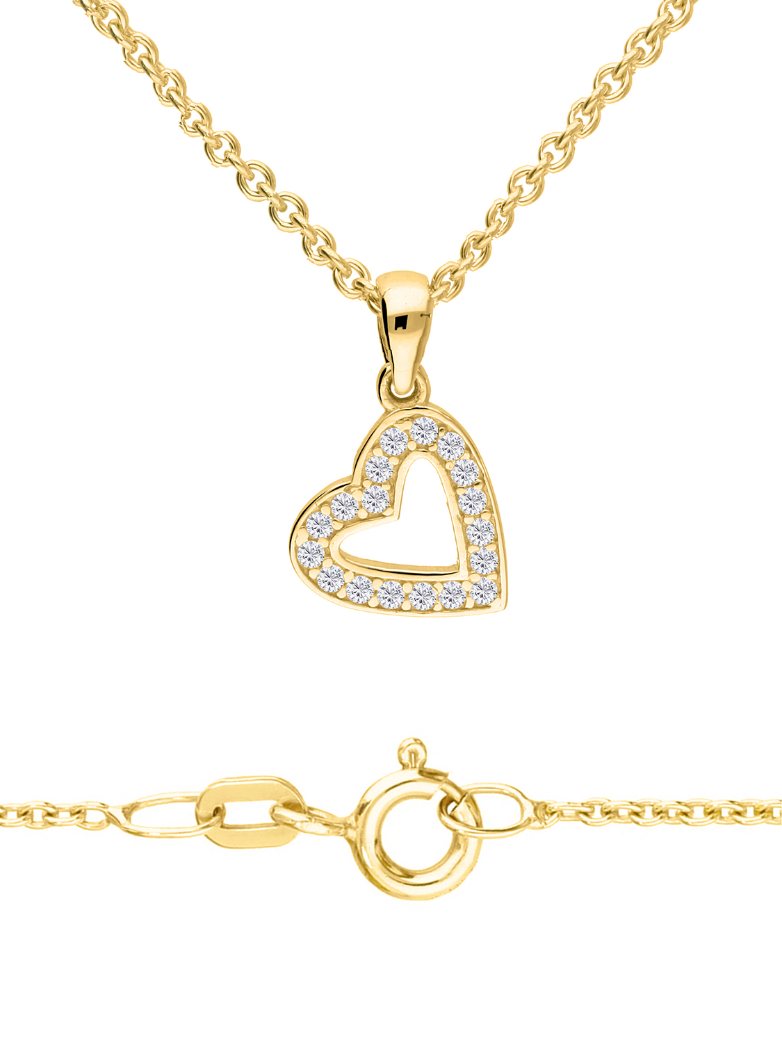 Zirkonia Herz Kette mit Anhänger Gold - Doreen Set