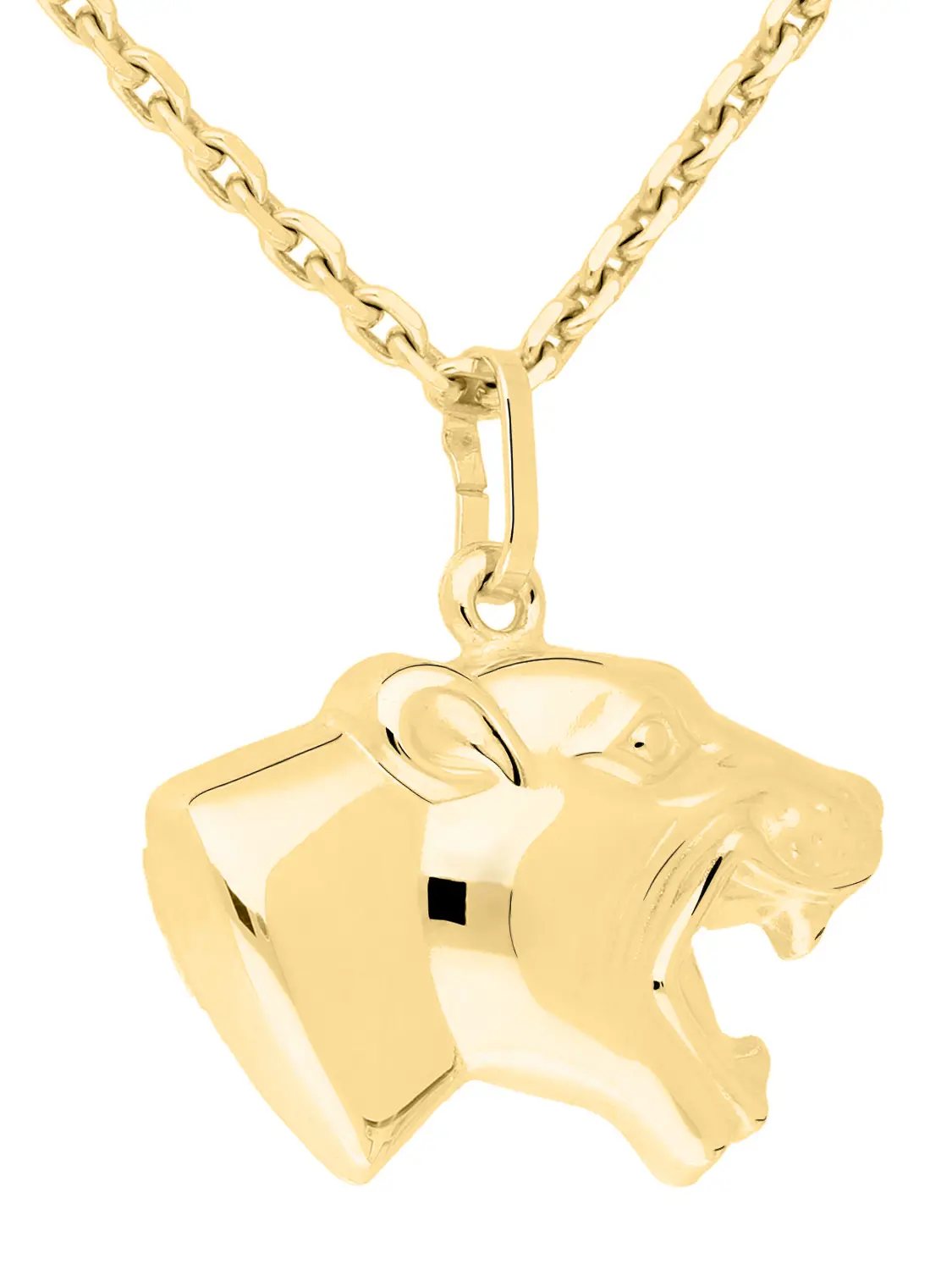 Anhänger für Damen und Herren aus echtem Gelbgold (Motiv Panther) - Pantherkopf | Seitenansicht