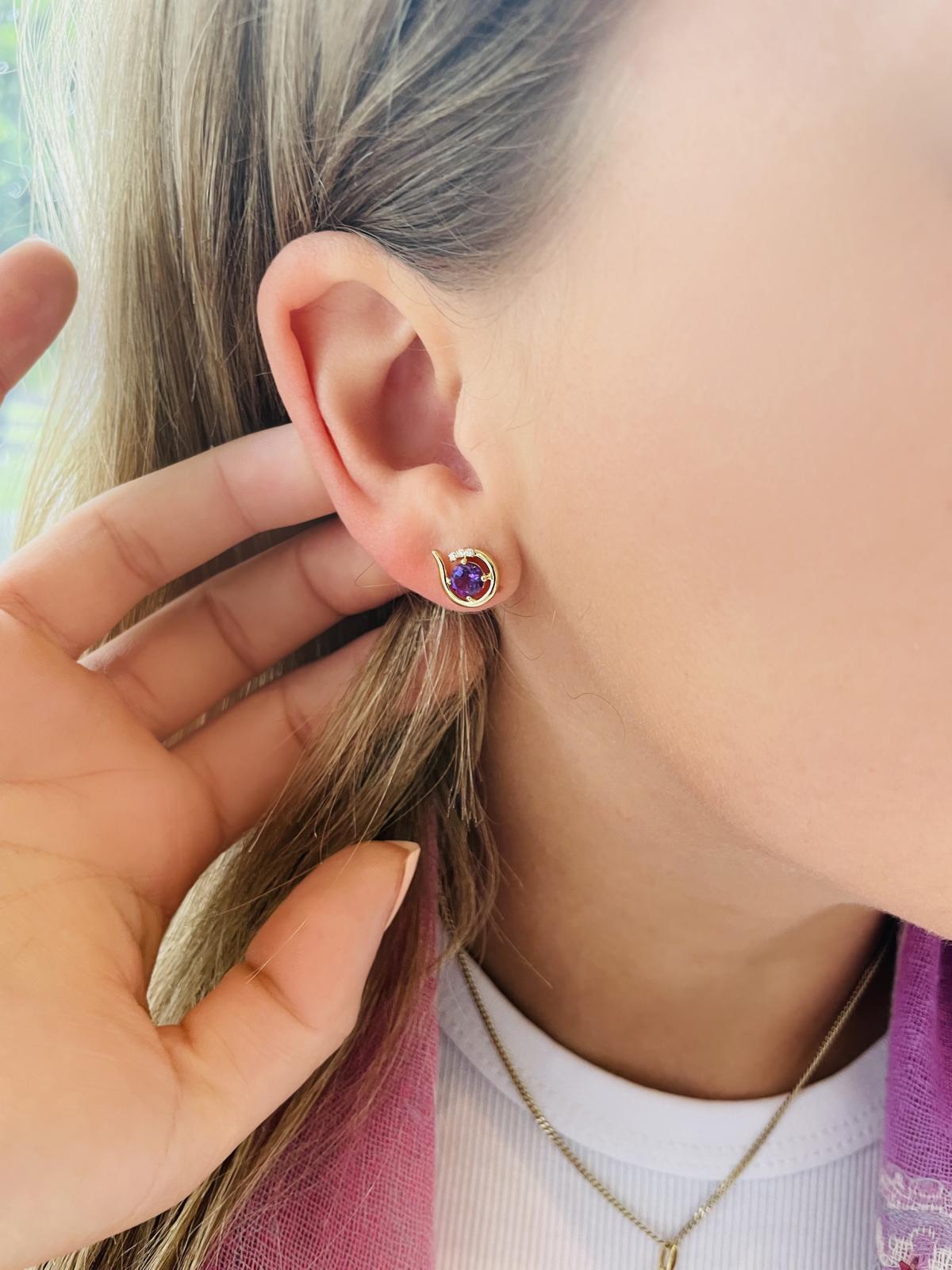 Sala - Amethyst Zirkonia Edelsteinohrringe 333 Gold