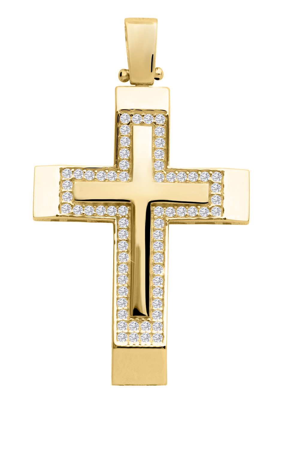 Kreuzanhänger für Damen aus echtem Gelbgold mit Zirkonia - Taram | Produktansicht