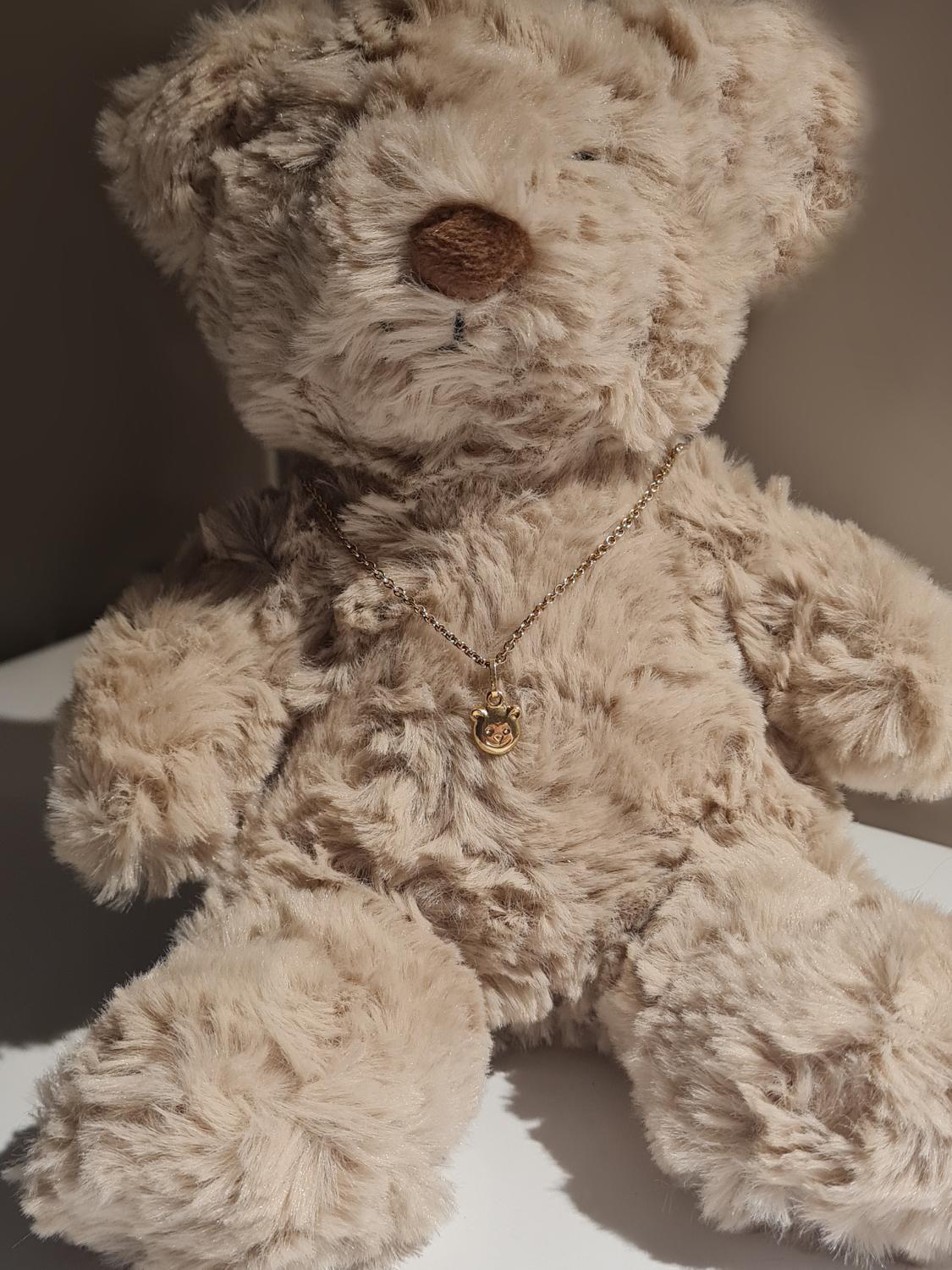 Halskette mit Anhänger für Kinder aus echtem Gelbgold an Teddybär - Teddybear | Stilleben