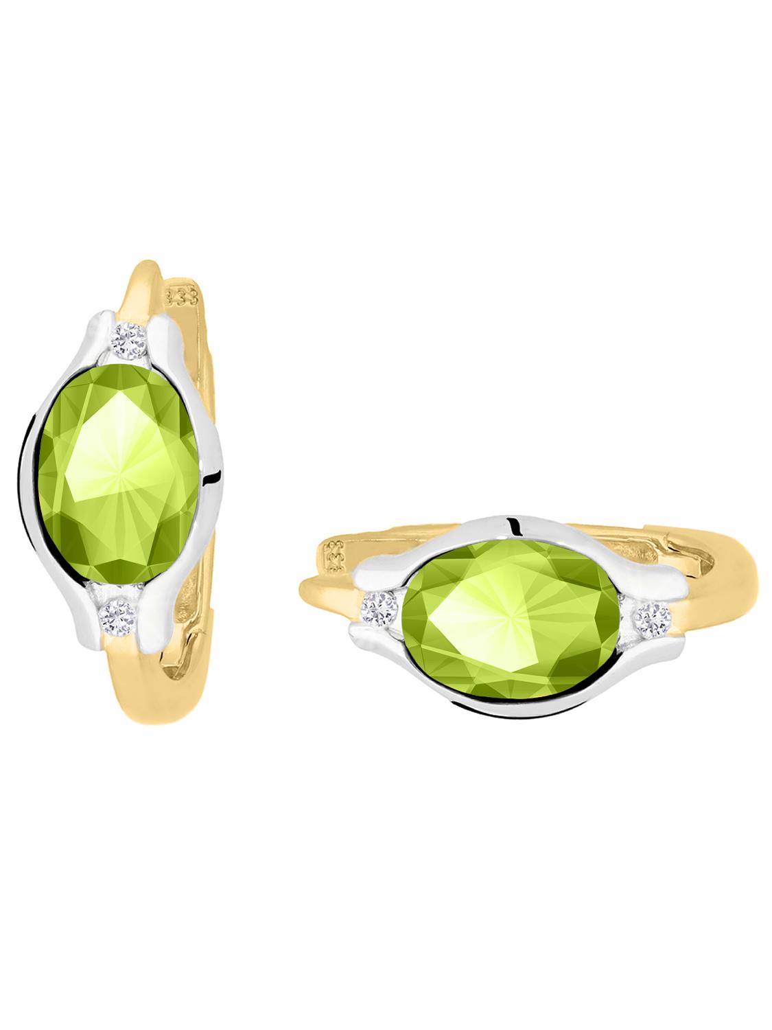 Athene - Damen Ohrringe Gold 375 Peridot Zirkonia Edelsteinohrringe
