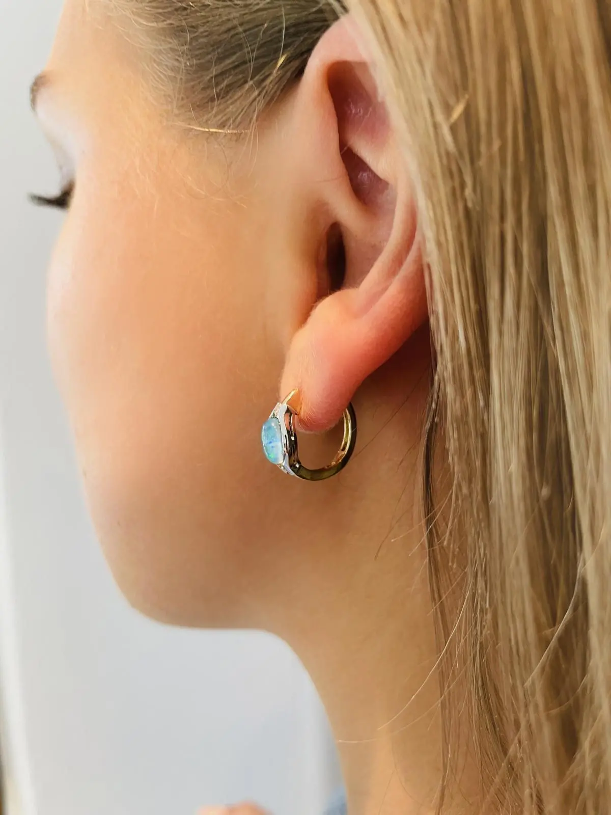 Ohrringe Damen Gold 375 mit Opal & Diamant | Athene