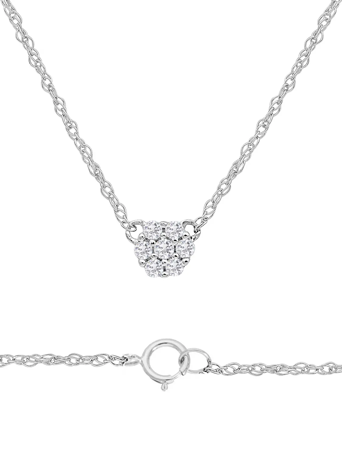 Halskette & Anhänger aus echtem Weißgold mit Diamanten - Juliette | Detailansicht mit Verschluss