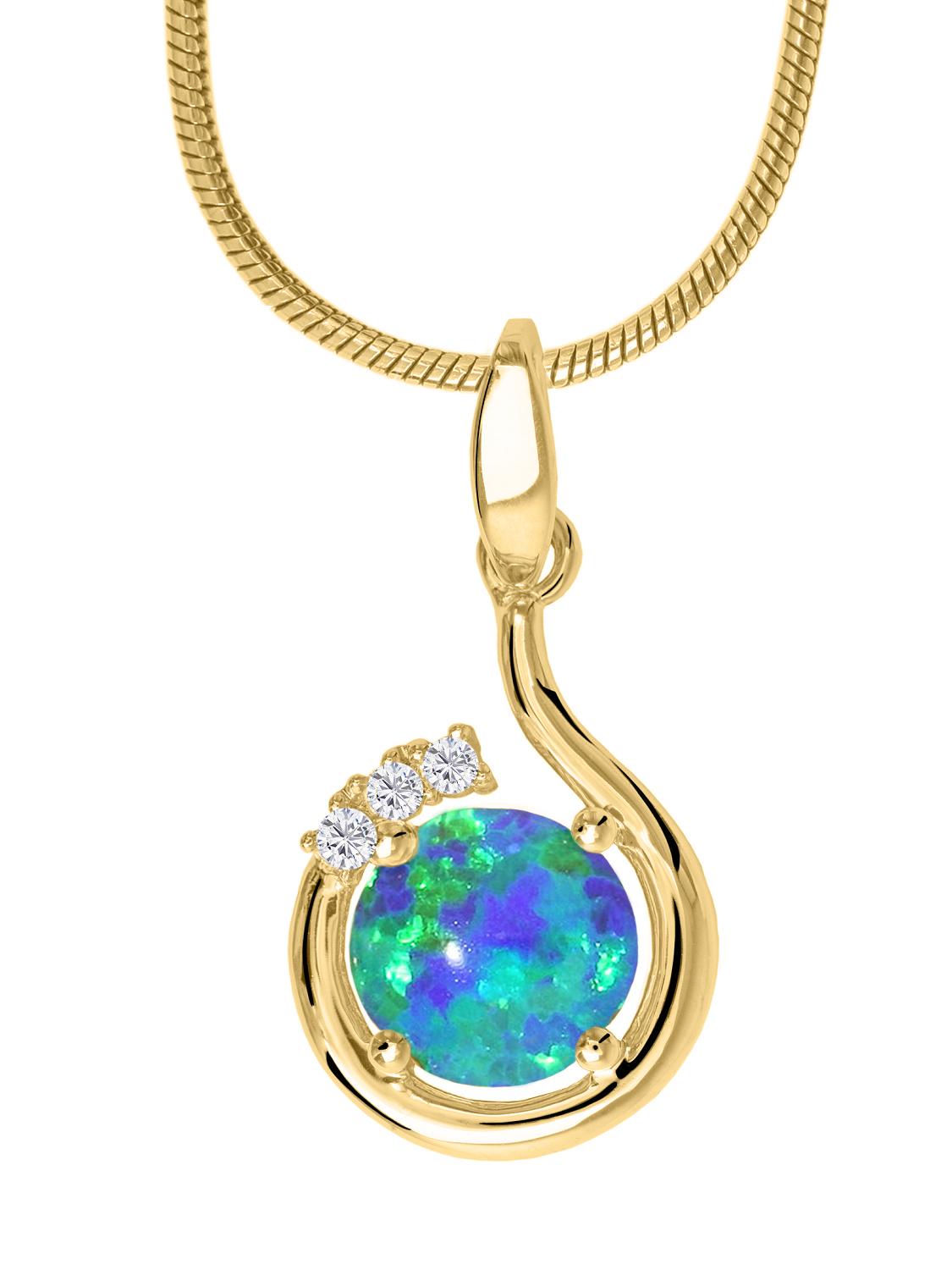 Sals | Anhänger aus Gold mit echtem Opaltriplette Edelstein & Zirkonia | Ansicht 3 Sals | Anhänger aus Gold mit echtem Opaltriplette Edelstein & Zirkonia | Ansicht 3