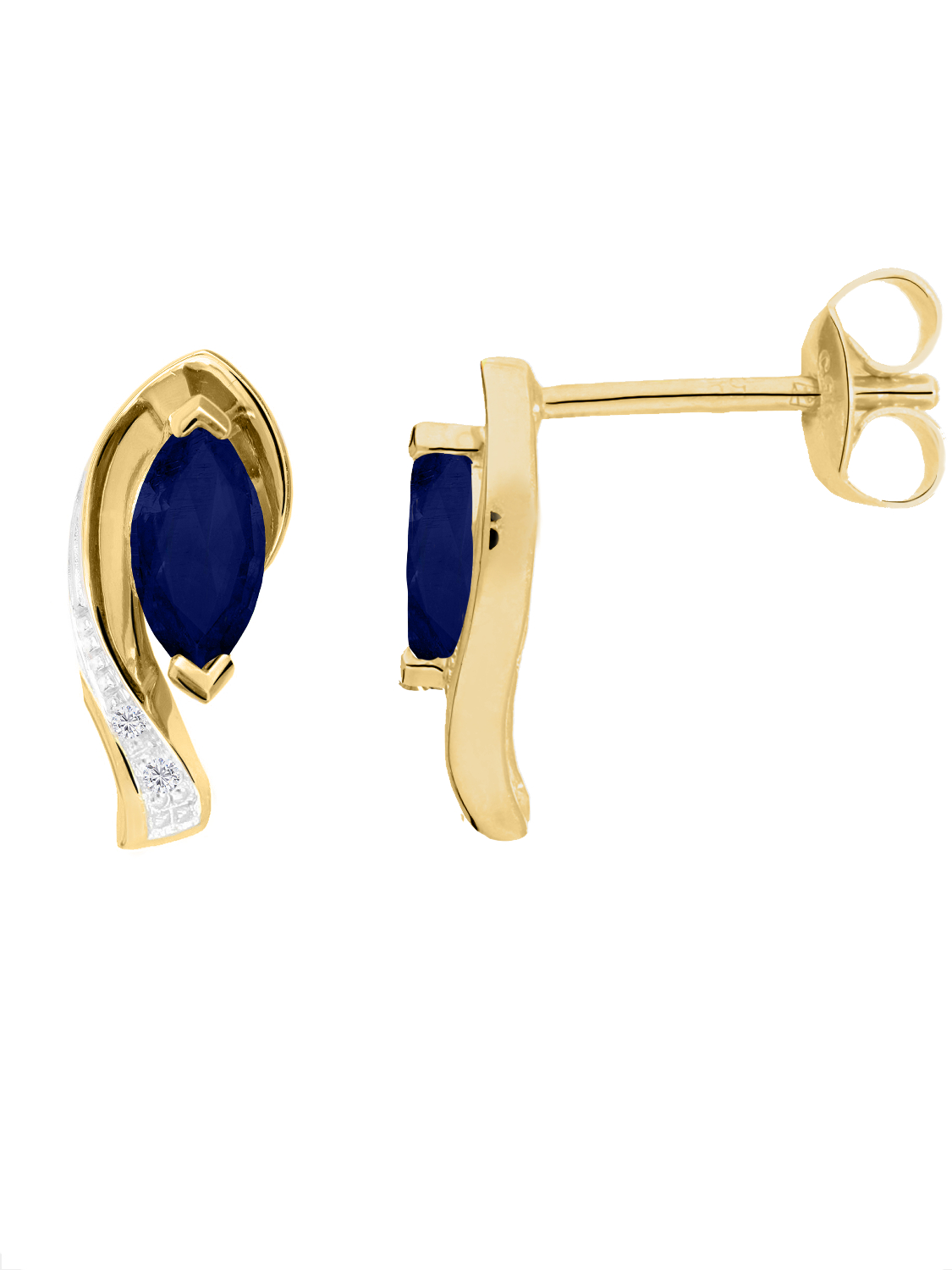 Eunundi - Saphir Diamant Edelsteinohrringe 375 Gold - 0,01ct.