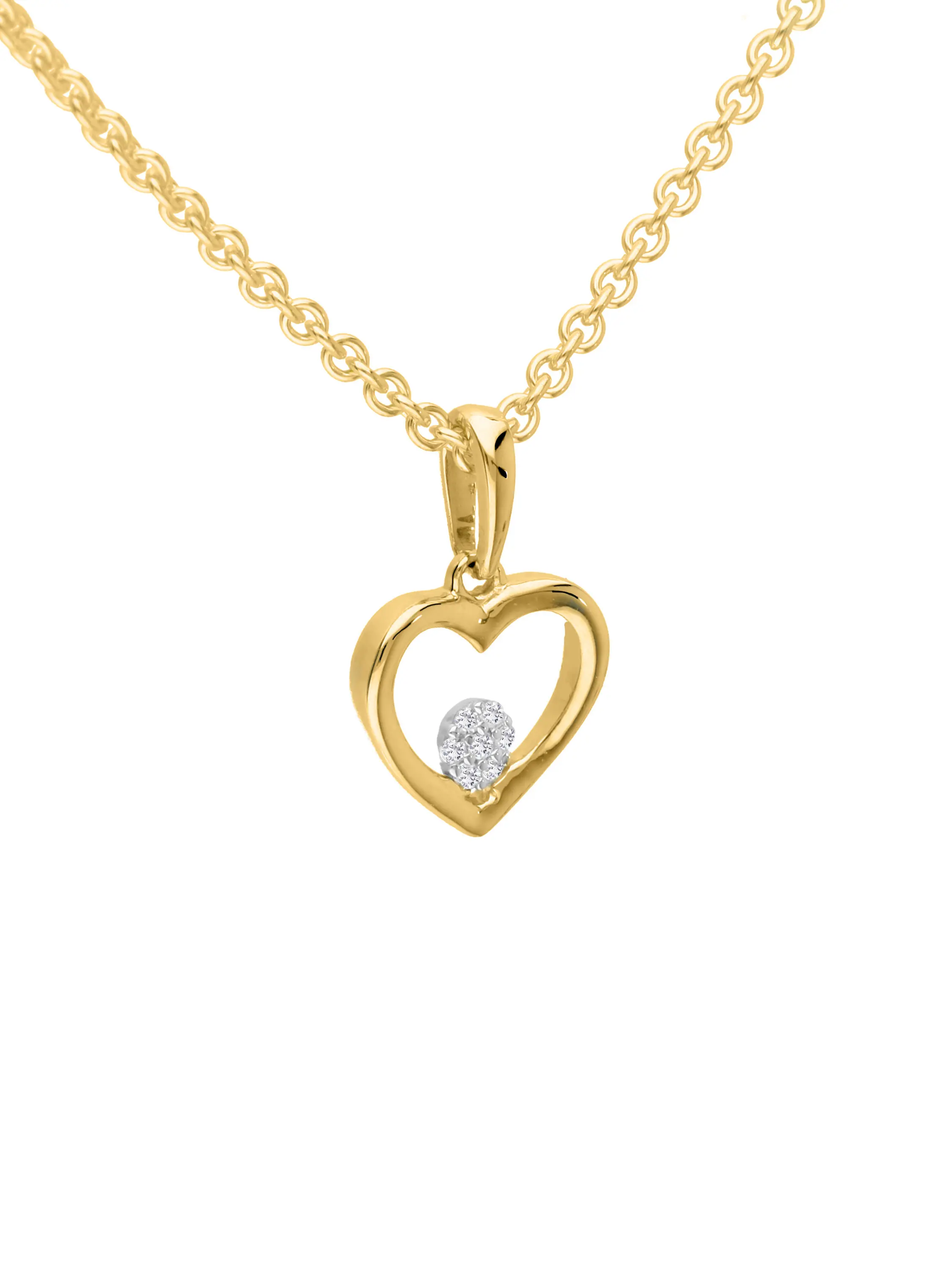 Halskette & Anhänger aus echtem Gelbgold mit Zirkonia - Chamia | Detailansicht