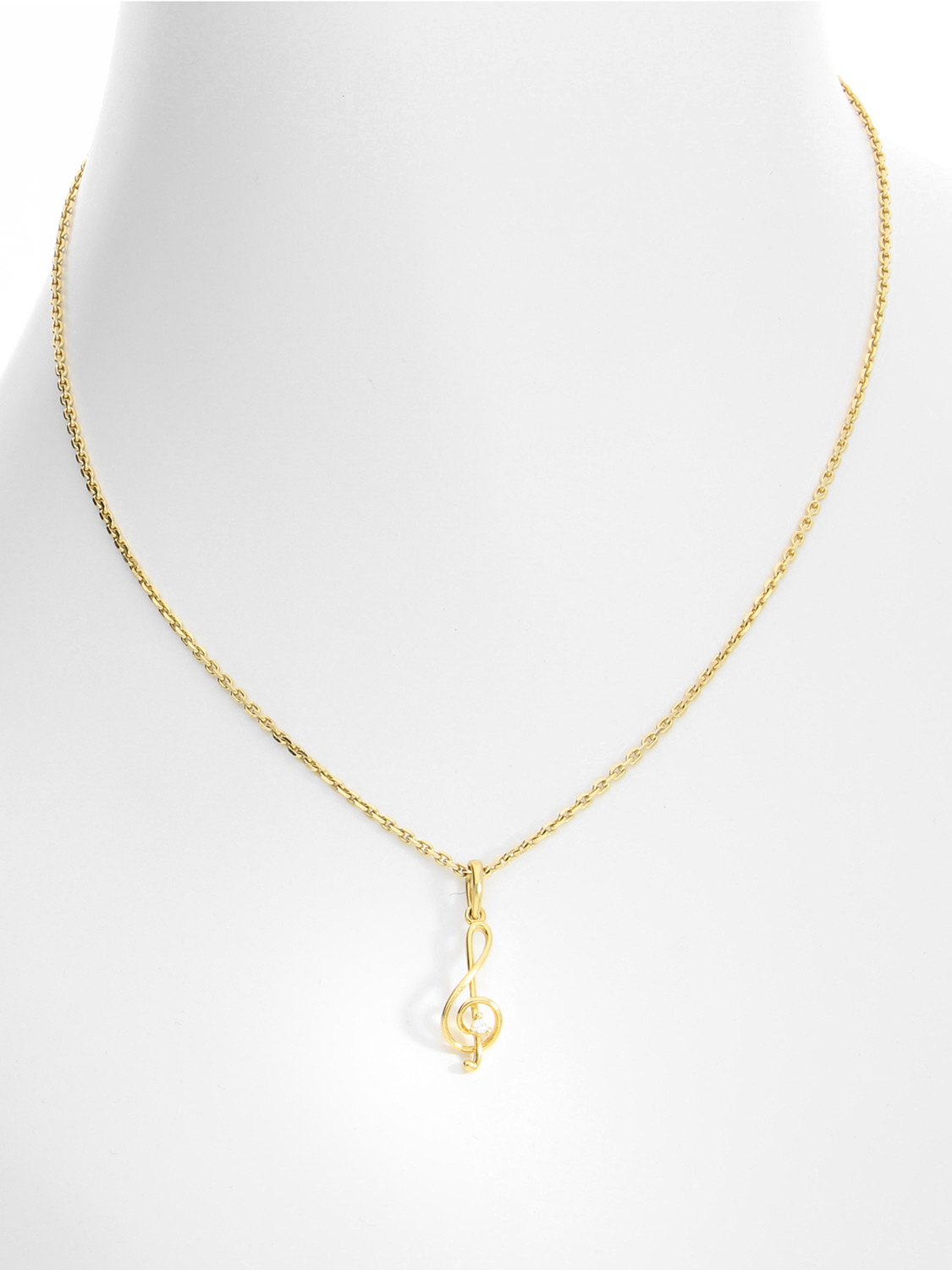 Melody - Damen & Mädchen Kettenanhänger Notenschlüssel 585 Gold mit Zirkonia