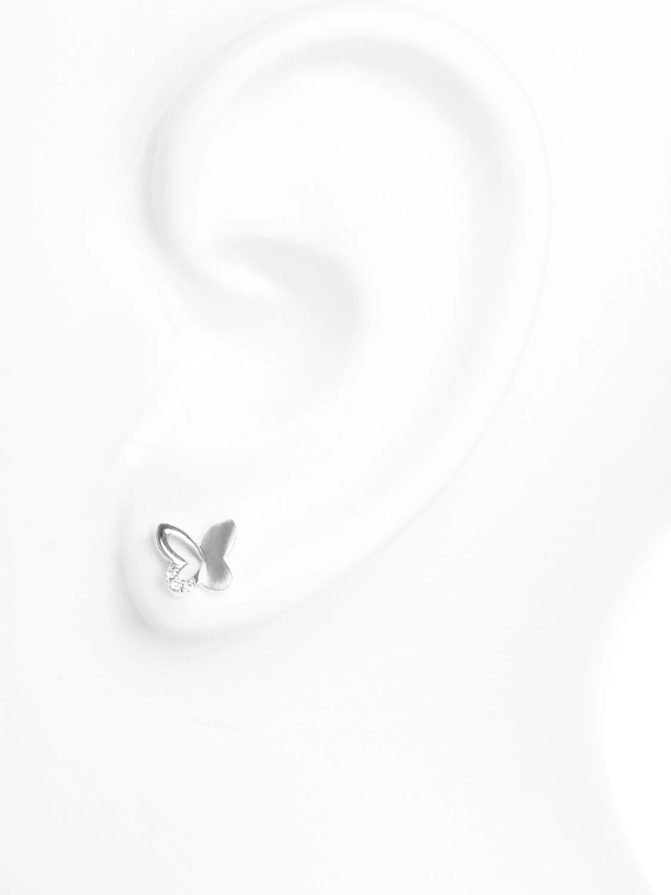 Damenohrringe für Mädchen aus echtem Sterlingsilber mit Zirkonia - Sweet Butterfly | Büstenansicht