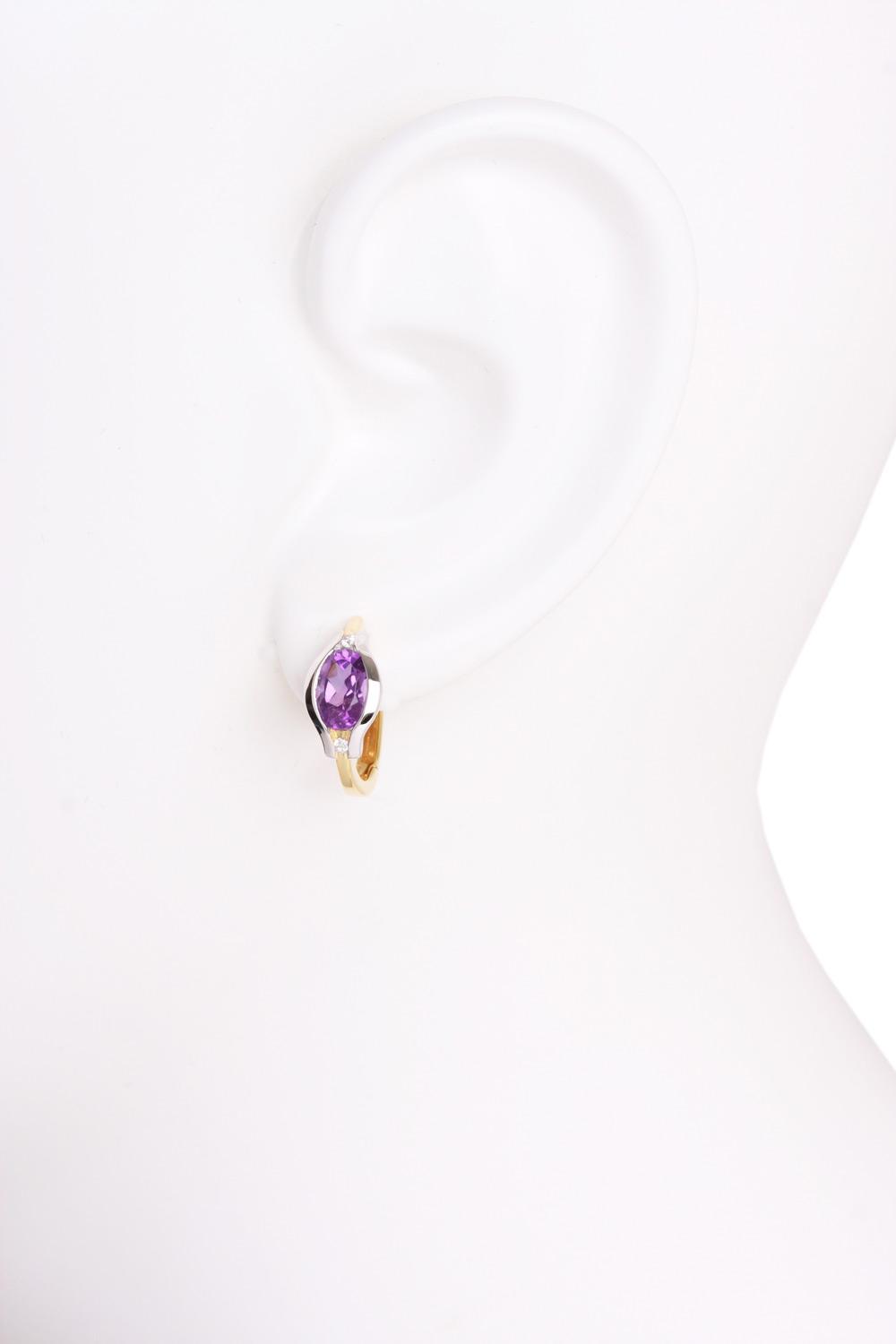 Athene - Damen Ohrringe Gold 375 Amethyst Zirkonia Edelsteinohrringe