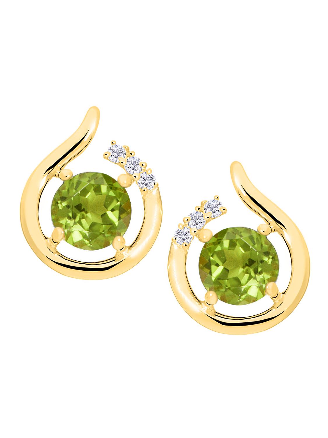 Damenohrringe aus echtem Gelbgold mit Diamant & Peridot Edelsteinen - Sala | Produktansicht