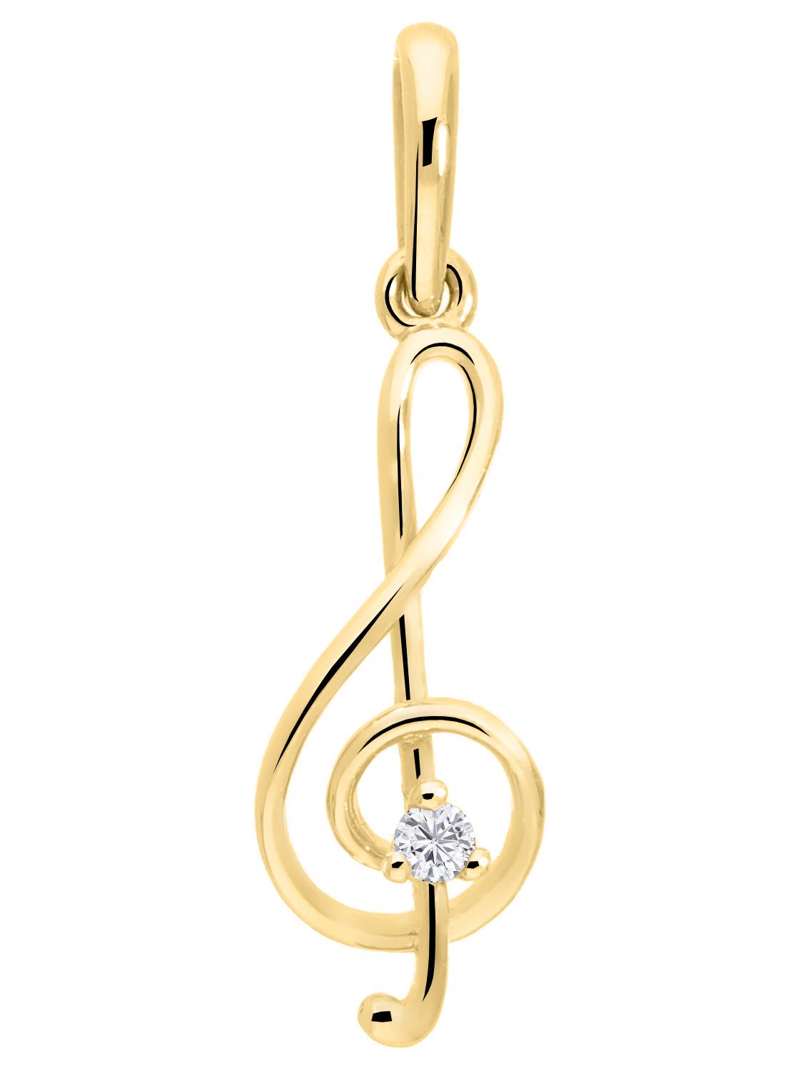 Melody - Damen & Mädchen Kettenanhänger Notenschlüssel 585 Gold mit Zirkonia Melody - Damen & Mädchen Kettenanhänger Notenschlüssel 585 Gold mit Zirkonia