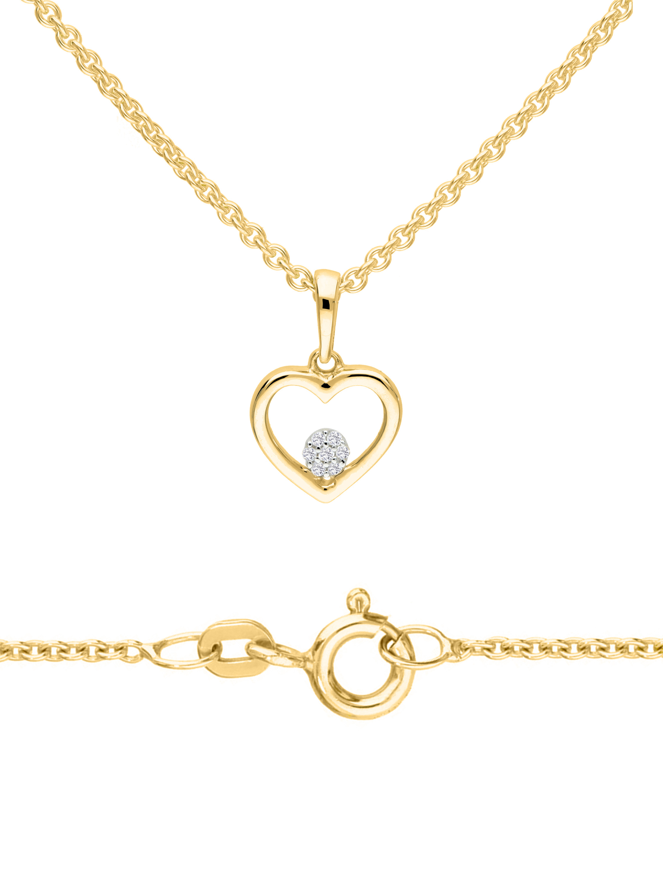 Chamia Set - Herz Diamant Halskette 585 Gold - Länge 45 cm