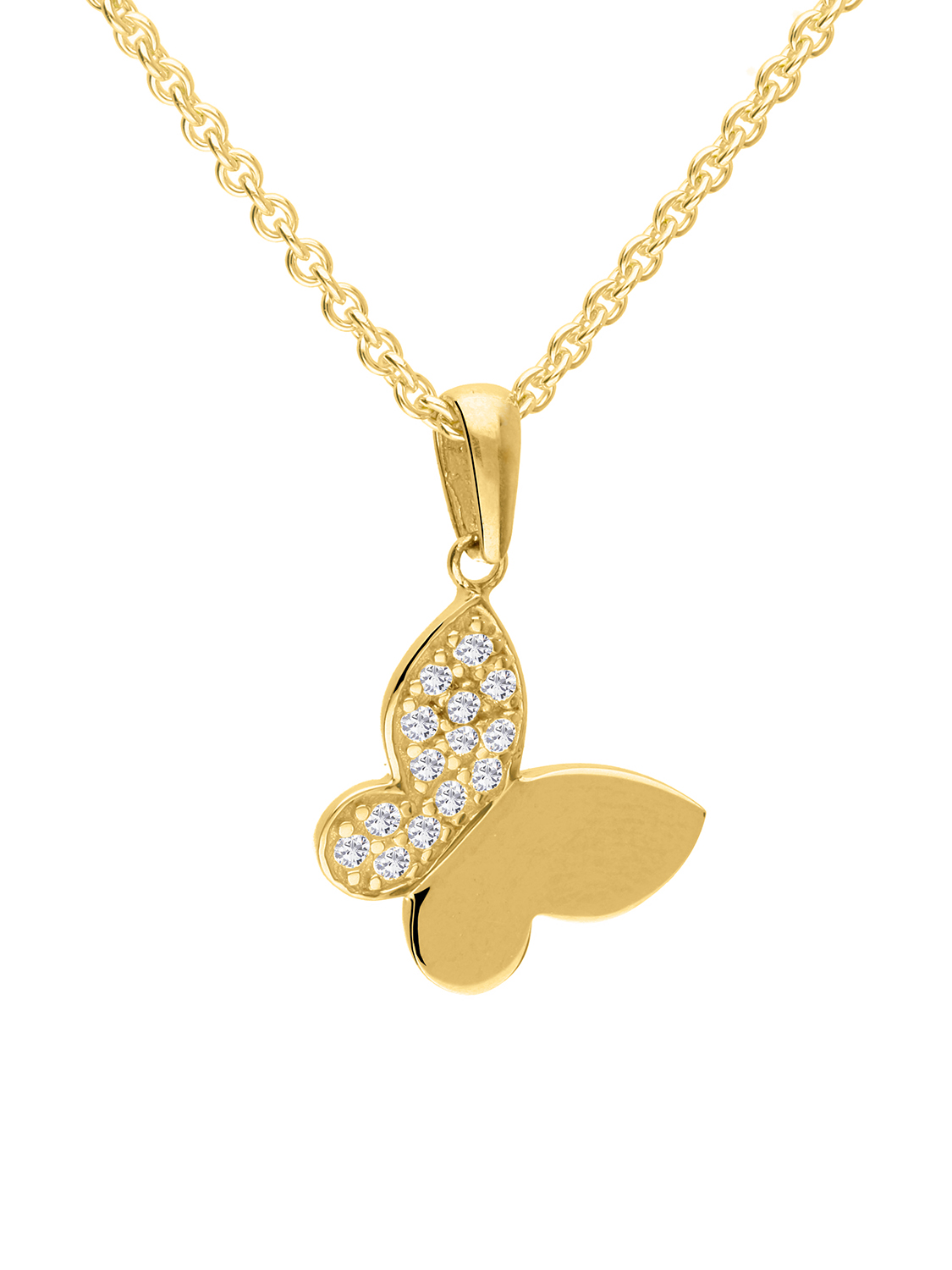 Zirkonia Schmetterling Kette Mit Anhanger Gold Golden Butterfly Set Mygold Schoner Schmuck Aus Echtem Gold Silber